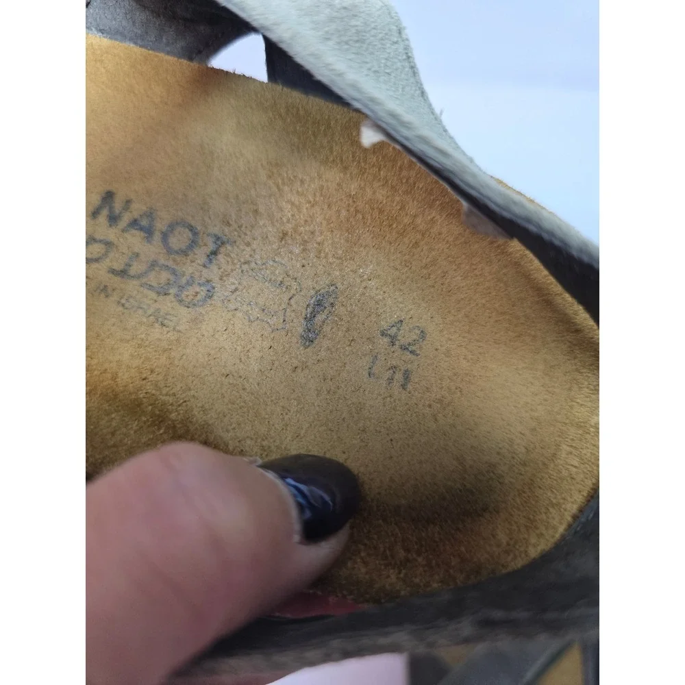 Naot Kayla Olive Green Suede Platform Wedge Sandals EU 42 US 11 Comfy Hippie
